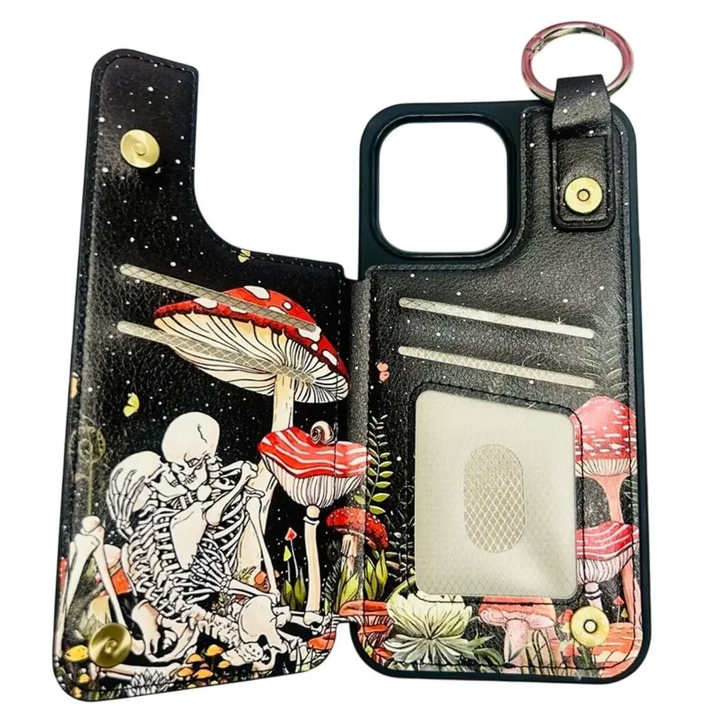 NWT iPhone 14 Pro Max Wallet Case Gothic Dark Romance Card Holder